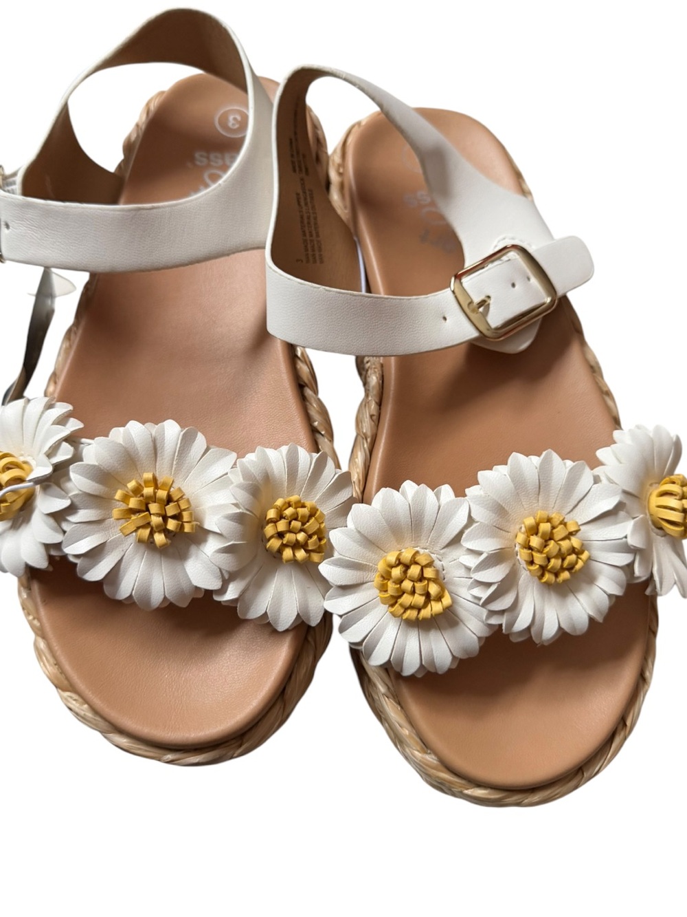 Art Class Makayla White Daisy Floral Ankle-Strap Sandals NWT Size 3